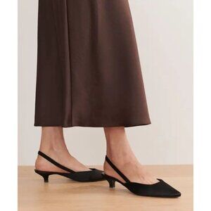 JENNI KAYNE Satin Kitten Heel Black SHOES Size 39 9 NEW